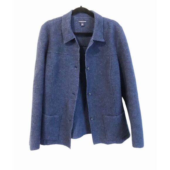 Land’s End 14T Boiled Wool Button Down Sweater Jacket, Cardigan, Blazer Style - Picture 4 of 12